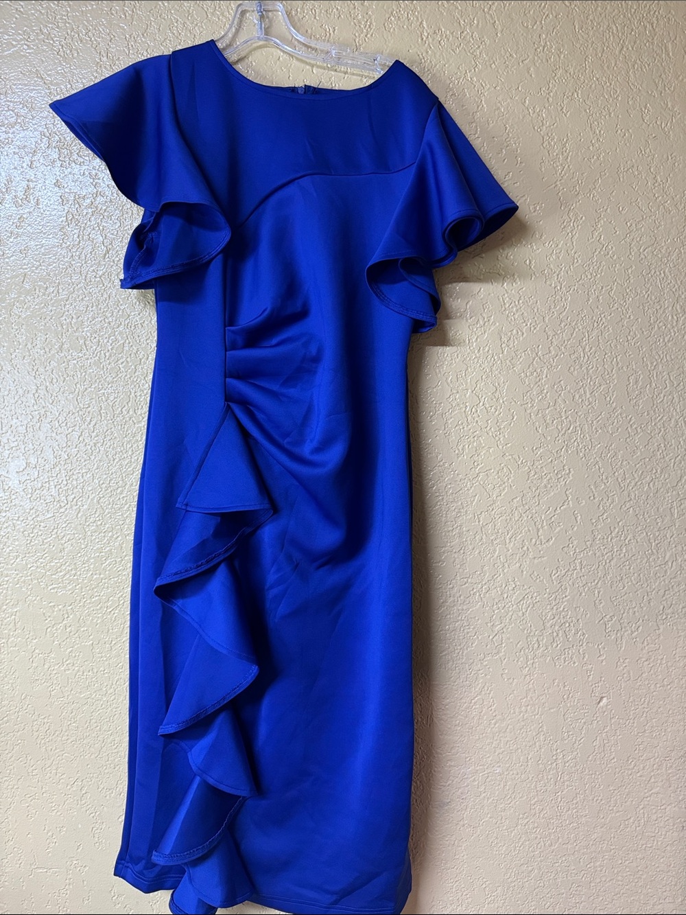 Elegant Royal Blue Ruffle Sheath Dress